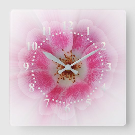 Horloge Carrée fleur rose (Recto)