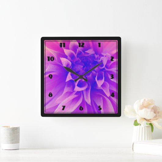 Horloge Carrée Fleur rose Macro (Maison)