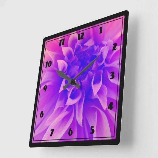 Horloge Carrée Fleur rose Macro (Angle)