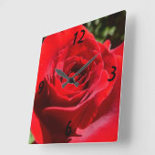 Horloge Carrée Fleur rose rouge vif Belle florale (Angle)