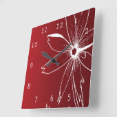 Horloge Carrée Fleur rouge et blanche (Angle)