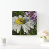 Horloge Carrée Fleur sauvage Daisy et Summer Lilac (Maison)
