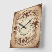 Horloge Carrée Fleur vintage (Angle)
