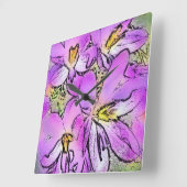 HORLOGE CARRÉE FLEURS (Angle)