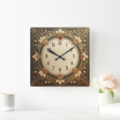 Horloge Carrée Fleurs Art Déco (Maison)