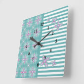 Horloge Carrée Fleurs Artdeco dans le style rétro (Angle)