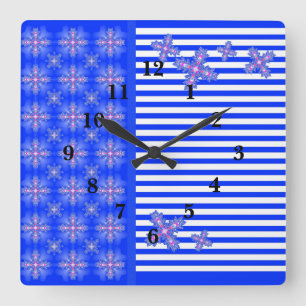 Horloge Carrée Fleurs Artdeco dans le style rétro