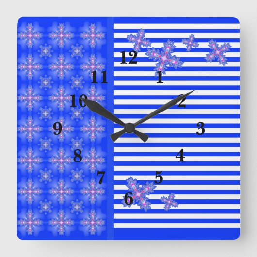 Horloge Carrée Fleurs Artdeco dans le style rétro (Recto)