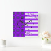 Horloge Carrée Fleurs Artdeco dans le style rétro (Maison)