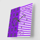 Horloge Carrée Fleurs Artdeco dans le style rétro (Angle)