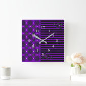 Horloge Carrée Fleurs Artdeco dans le style rétro (Maison)