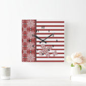 Horloge Carrée Fleurs Artdeco dans le style rétro (Maison)