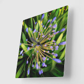 Horloge Carrée Fleurs bleues (Angle)