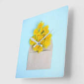 Horloge Carrée Fleurs | Dandelions en enveloppe (Angle)