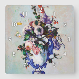 Horloge Carrée Fleurs dans un Vase Rococo, Paul Cezanne