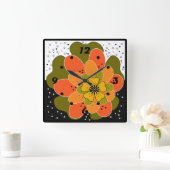 Horloge Carrée Fleurs d'automne, automne, fleur, projecteur d'ill (Maison)