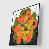 Horloge Carrée Fleurs d'automne, automne, fleur, projecteur d'ill (Angle)