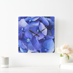 HORLOGE CARRÉE FLEURS DE JARDIN