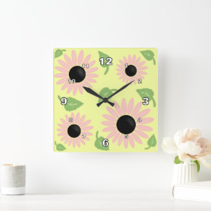Horloge Carrée Fleurs de printemps