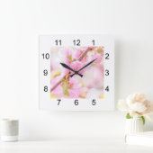 Horloge Carrée Fleurs de sakura roses - Fleur de cerisier japonai (Maison)