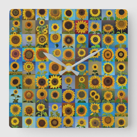 Horloge Carrée Fleurs de soleil (Recto)