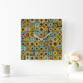 Horloge Carrée Fleurs de soleil (Maison)