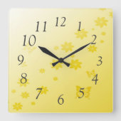Horloge Carrée Fleurs de soleil sur papillons (Recto)