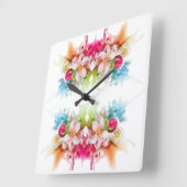 Horloge Carrée Fleurs de Styles Classiques (Angle)