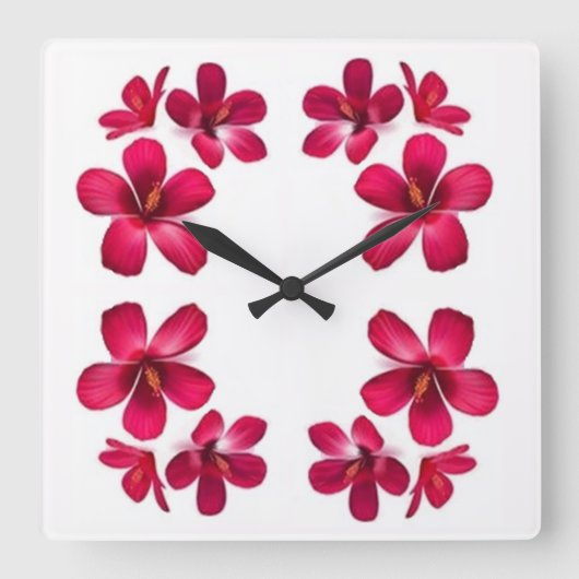 Horloge Carrée Fleurs de styles classiques (Recto)