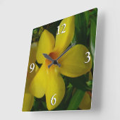 Horloge Carrée Fleurs de trompette d'or II Tropical (Angle)