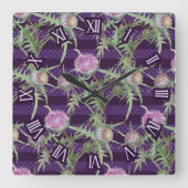 Horloge Carrée fleurs de violette chardon (Recto)