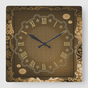 Horloge Carrée Fleurs décoratives