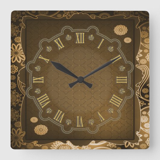 Horloge Carrée Fleurs décoratives (Recto)