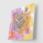 Horloge Carrée Fleurs d'été (Angle)