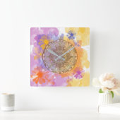 Horloge Carrée Fleurs d'été (Maison)