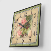 Horloge Carrée Fleurs encadrées carrés (Angle)