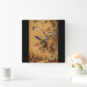 Horloge Carrée Fleurs et oiseaux', Hsiao Yung_L'Orient (Maison)
