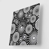 Horloge Carrée Fleurs noires rétro (Angle)