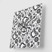 Horloge Carrée Fleurs noires rétro (Angle)