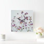 Horloge Carrée Fleurs, printemps (Maison)