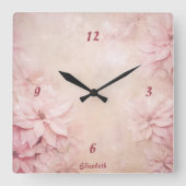 Horloge Carrée Fleurs roses (Recto)