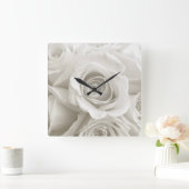 Horloge Carrée Fleurs | Roses blanches (Maison)