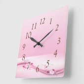 Horloge Carrée Fleurs roses dans les vagues (Angle)