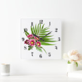Horloge Carrée Fleurs violettes (Maison)