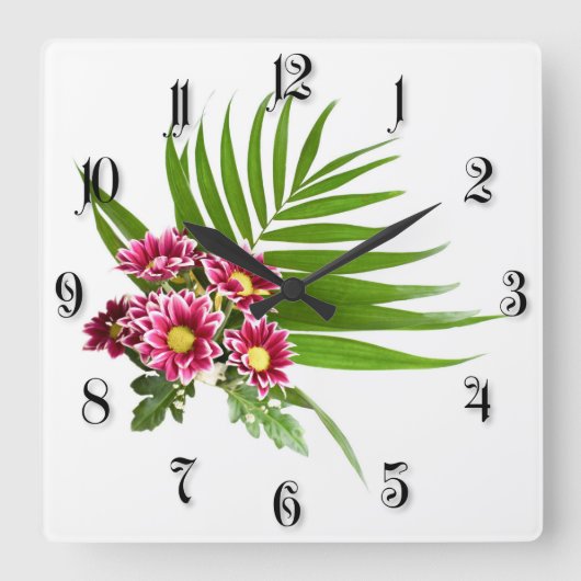 Horloge Carrée Fleurs violettes (Recto)