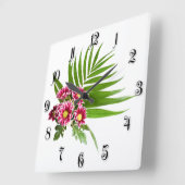 Horloge Carrée Fleurs violettes (Angle)