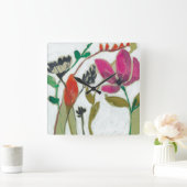 Horloge Carrée Fleurs vives (Maison)