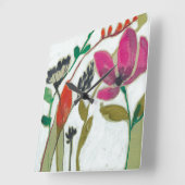 Horloge Carrée Fleurs vives (Angle)