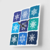 Horloge Carrée Flocon de neige (Angle)