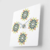 Horloge Carrée Flocon de neige Floral Orange Jaune (Angle)